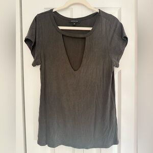 Abbeline | South Moon Under | Dark Gray Keyhole Scoop Neck Short Sleeve Tee
